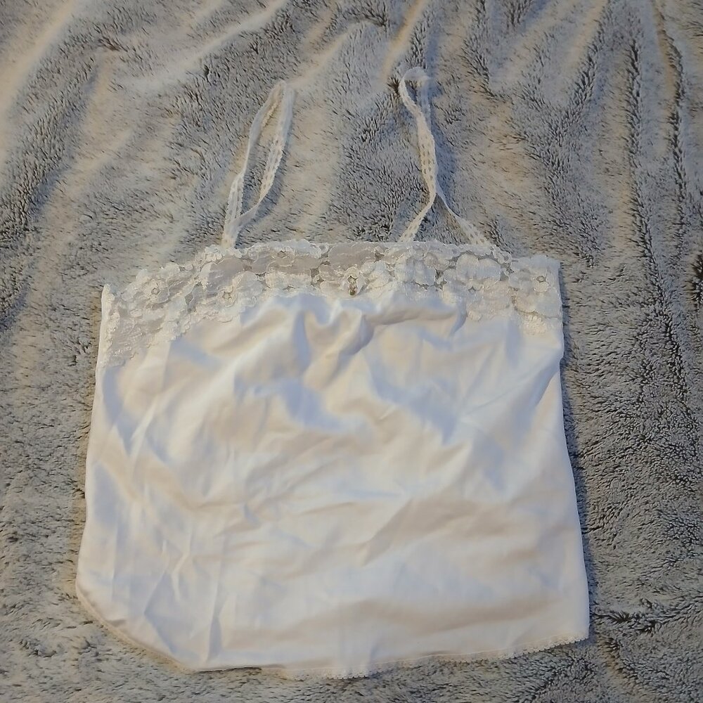 Miss Elaine Vintage Women's White Lace Camisole SZ Small GUC